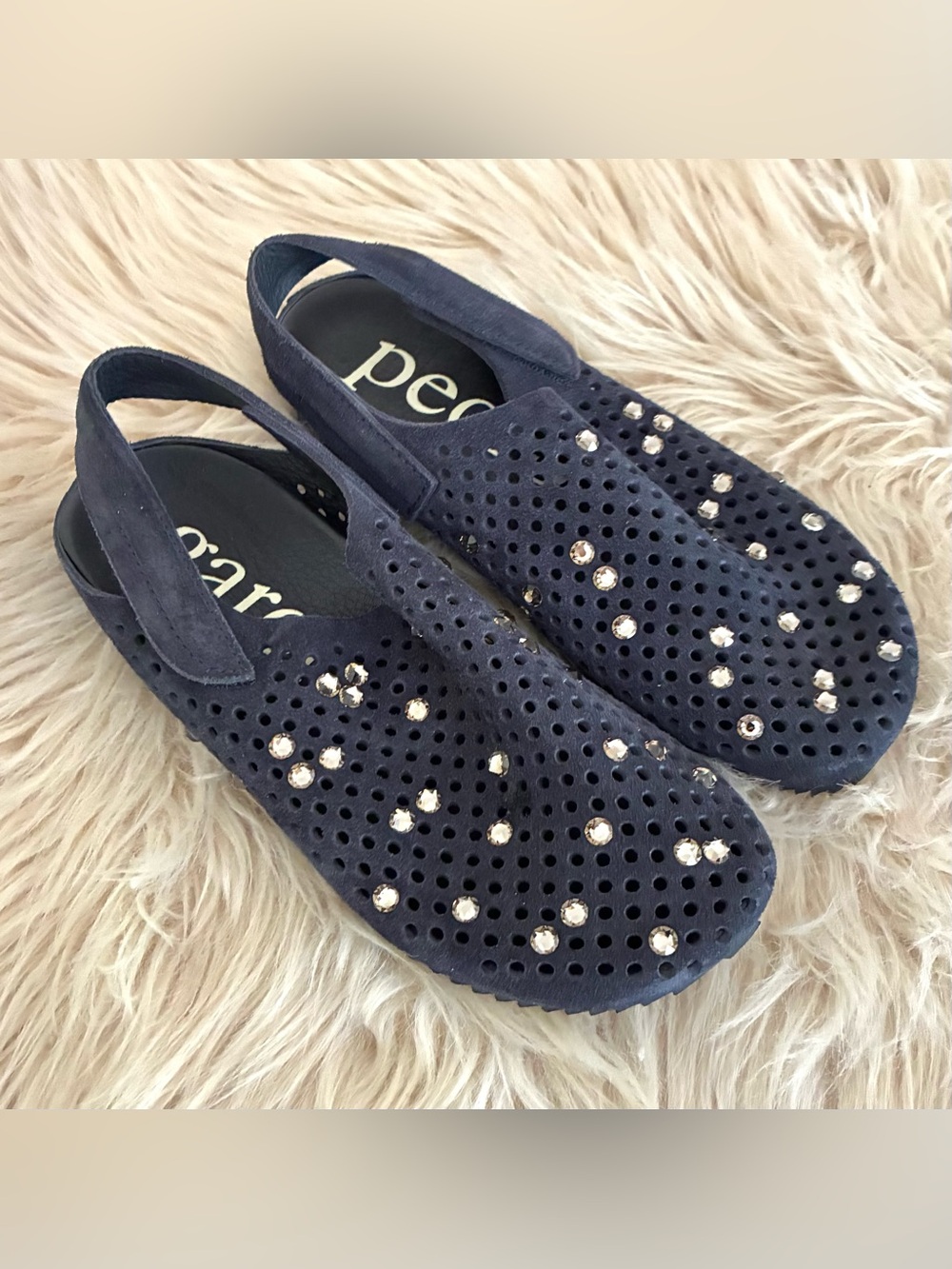 Pedro Garcia NWOT Bely Embellished Navy Slingbacks Sz 36.5, 6.5 US - Picture 1 of 9